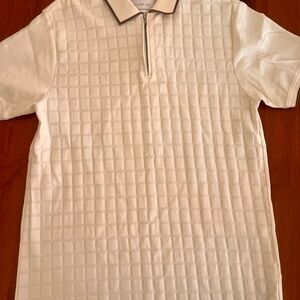 Denim & Flower White Textured Polo Shirt